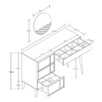 Τουαλέτα με καθρέφτη , 2250 Rose  , 120 x 45 x 79,50 εκ., All4home - Image 5