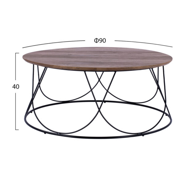 ΤΡΑΠΕΖΑΚΙ ΣΑΛΟΝΙΟΥ ZENA HM8690 MDF TOP ΜΕ ΜΕΤΑΛΛΙΚΟ ΜΑΥΡΟ ΣΚΕΛΕΤΟ Φ90Χ40Υ εκ. - Image 2