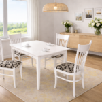 Τραπεζαρία επεκτεινόμενη Honey White με 4 καρέκλες, 120+30/75/80 εκ. Genomax