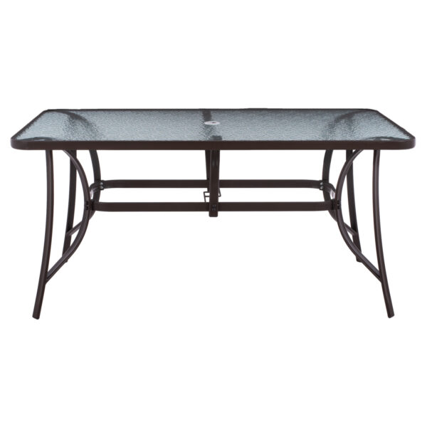 ΤΡΑΠΕΖΙ BRUNO 150X90Χ75Υεκ. ΜΕΤΑΛΛΙΚΟ ΟΡΘΟΓΩΝΙΟ ΚΑΦΕ ΜΕ ΤΡΥΠΑ ΟΜΠΡΕΛΑΣ Φ38 HM5145.12 - Image 3