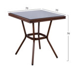 ΤΡΑΠΕΖΙ ΑΛΟΥΜΙΝΙΟΥ HARLOW 70X70X76Υ ΜΕ ΟΨΗ BAMBOO HM5568.03 ΚΑΦΕ ΜΕ ΓΥΑΛΙ - Image 2