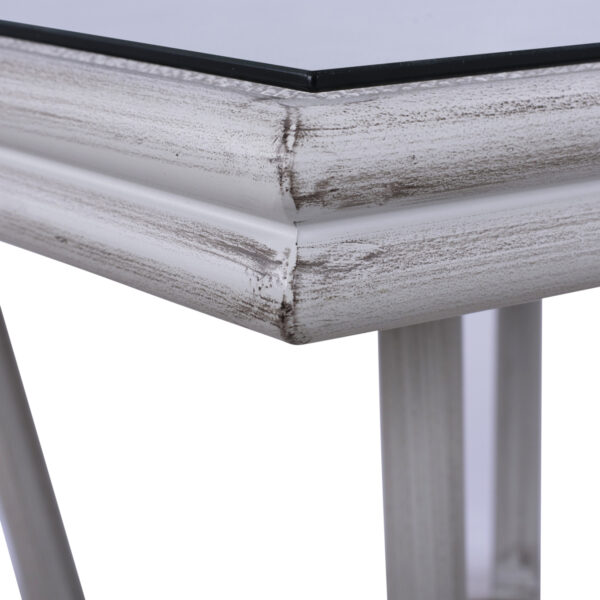 ΤΡΑΠΕΖΙ ΑΛΟΥΜΙΝΙΟΥ HARLOW 70X70X76 BAMBOO LOOK HM5568.01 ΛΕΥΚΗ ΠΑΤΙΝΑ ΜΕ ΓΥΑΛΙ - Image 5