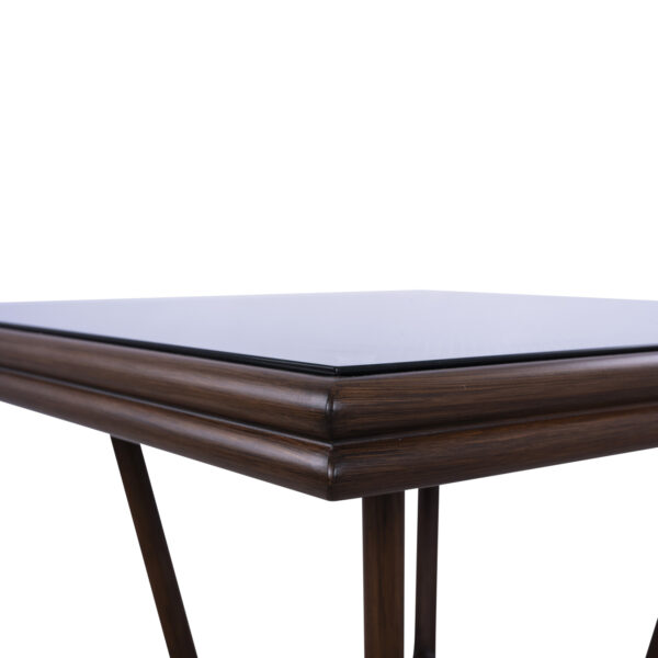 ΤΡΑΠΕΖΙ ΑΛΟΥΜΙΝΙΟΥ HARLOW 70X70X76Υ ΜΕ ΟΨΗ BAMBOO HM5568.03 ΚΑΦΕ ΜΕ ΓΥΑΛΙ - Image 5