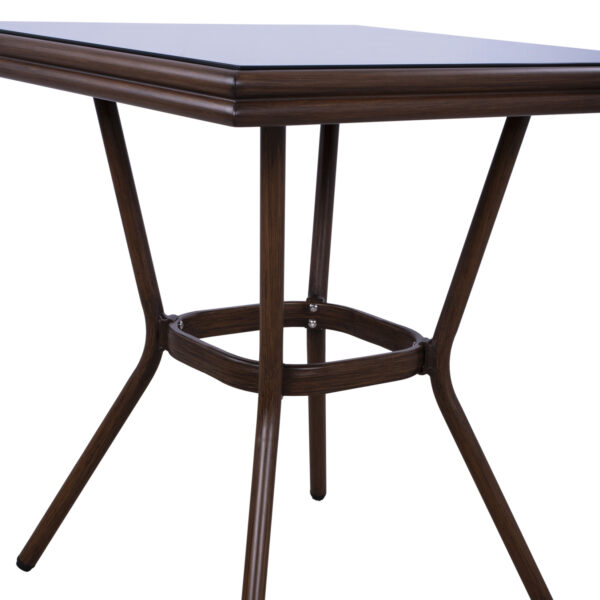 ΤΡΑΠΕΖΙ ΑΛΟΥΜΙΝΙΟΥ HARLOW 70X70X76Υ ΜΕ ΟΨΗ BAMBOO HM5568.03 ΚΑΦΕ ΜΕ ΓΥΑΛΙ - Image 6