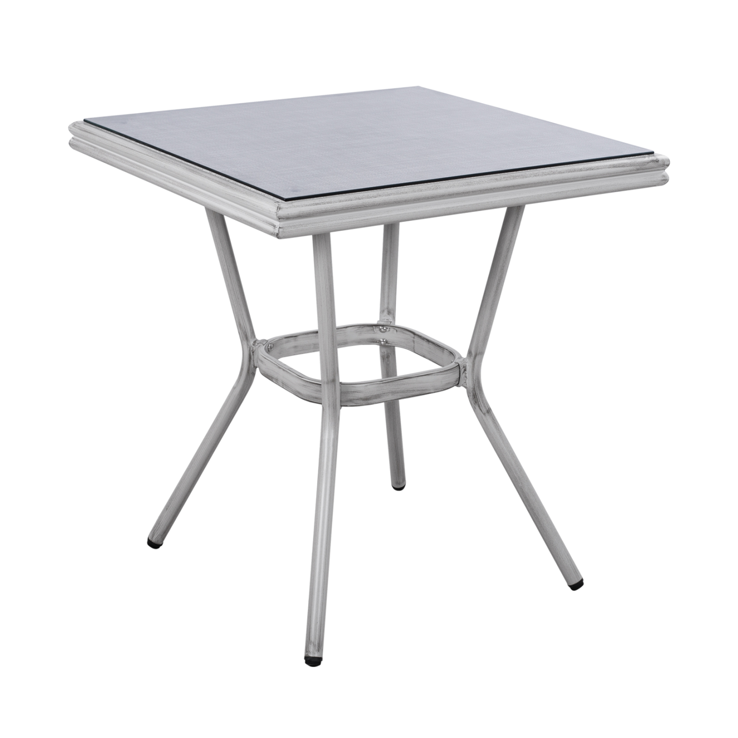 HM5568.01 ΤΡΑΠΕΖΙ ΑΛΟΥΜΙΝΙΟΥ HARLOW 70X70X76 BAMBOO LOOK HM5568.01 ΛΕΥΚΗ ΠΑΤΙΝΑ ΜΕ ΓΥΑΛΙ - Image 1