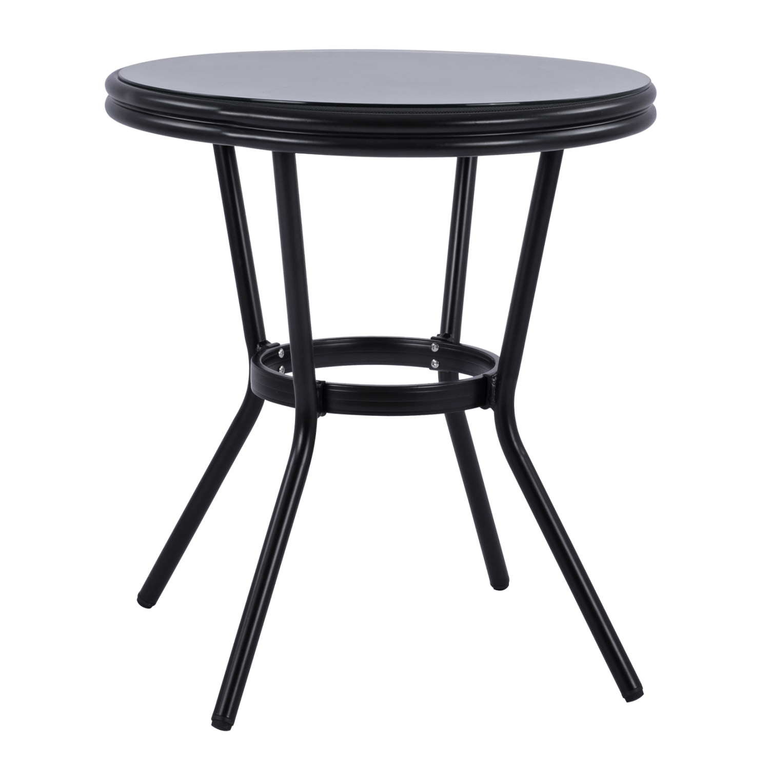 HM5532.02 ΤΡΑΠΕΖΙ ΑΛΟΥΜΙΝΙΟΥ MOSES Φ70 BAMBOO LOOK HM5532.02 ΜΑΥΡΟ ΜΕ ΓΥΑΛΙ Φ70X76 εκ - Image 1