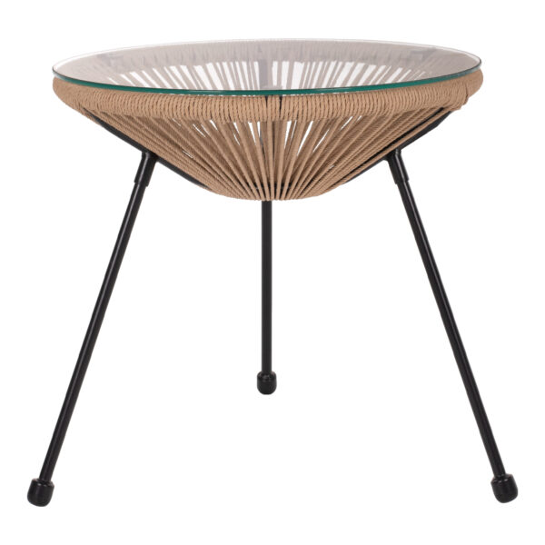 ΤΡΑΠΕΖΙ ΒΟΗΘΗΤΙΚΟ ALLEGRA ΜΑΥΡΟ ΜΕΤΑΛΛΟ  ME TWISTED WICKER ΦΥΣΙΚΟ HM5873.01 Φ47Χ45Υεκ. - Image 3