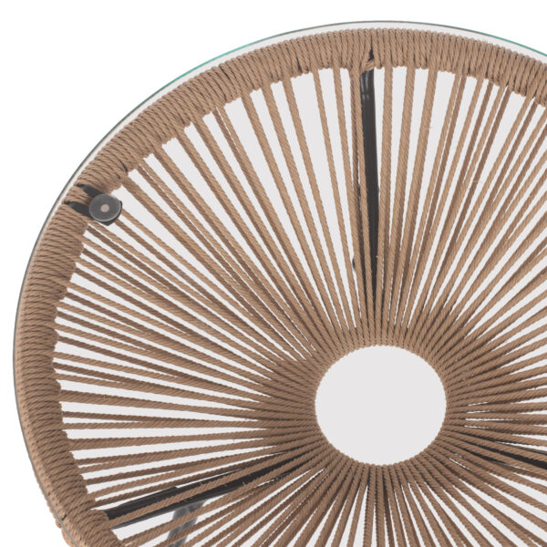 ΤΡΑΠΕΖΙ ΒΟΗΘΗΤΙΚΟ ALLEGRA ΜΑΥΡΟ ΜΕΤΑΛΛΟ  ME TWISTED WICKER ΦΥΣΙΚΟ HM5873.01 Φ47Χ45Υεκ. - Image 4