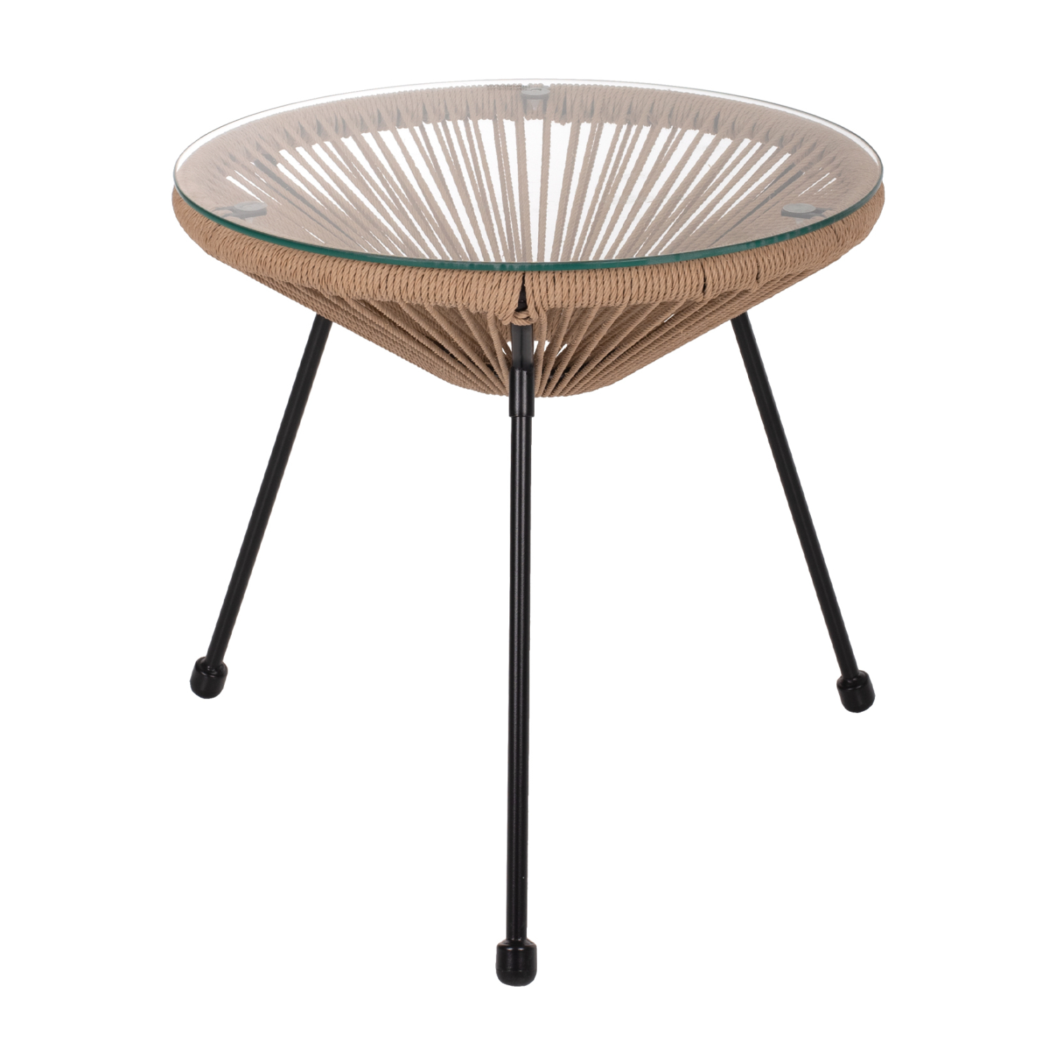 HM5873.01 ΤΡΑΠΕΖΙ ΒΟΗΘΗΤΙΚΟ ALLEGRA ΜΑΥΡΟ ΜΕΤΑΛΛΟ ME TWISTED WICKER ΦΥΣΙΚΟ HM5873.01 Φ47Χ45Υεκ. - Image 1
