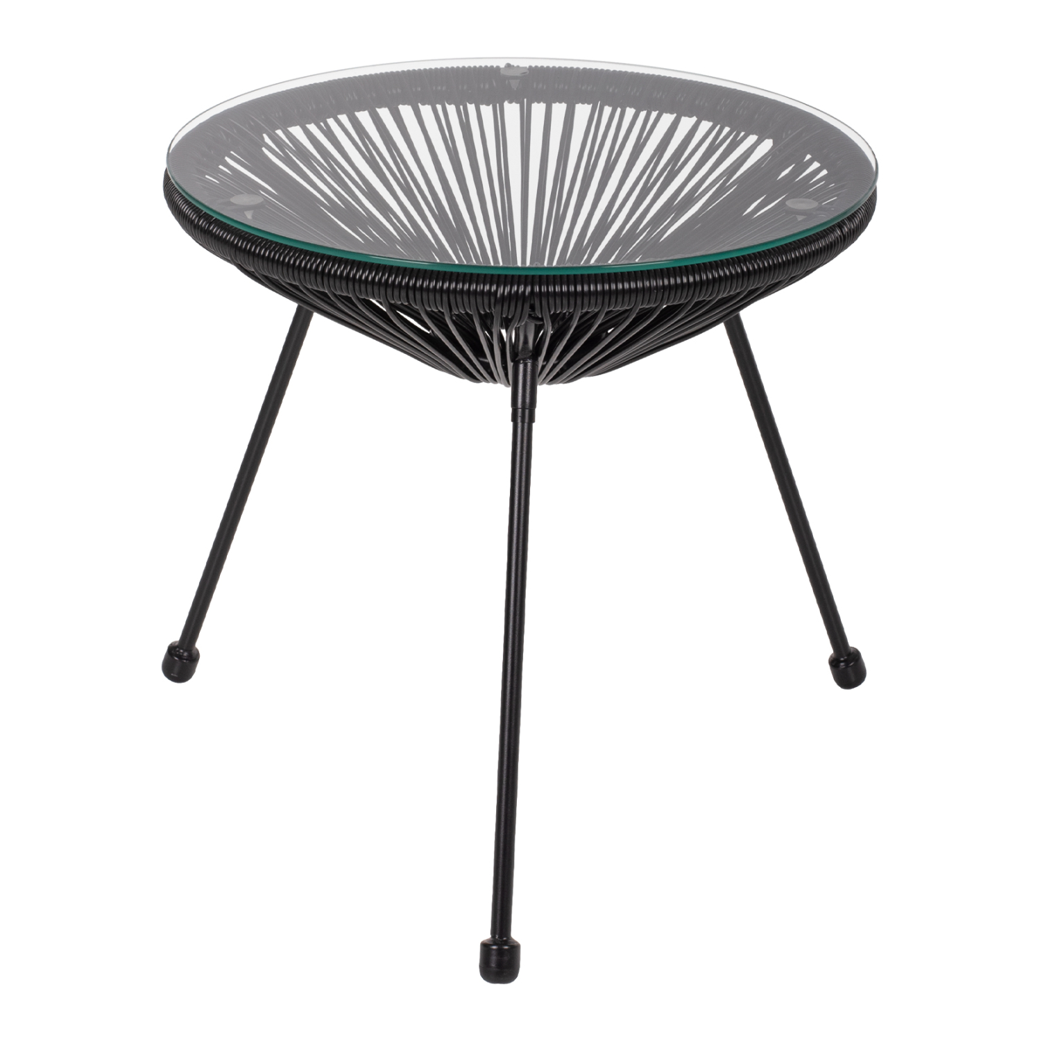 HM5874.01 ΤΡΑΠΕΖΙ ΒΟΗΘΗΤΙΚΟ ALLEGRA ΕΠΑΓΓΕΛΜ. ΜΕΤΑΛΛΟ ΜΑΥΡΟ RATTAN ΜΑΥΡΟ HM5874.01 Φ47x45Yεκ. - Image 1