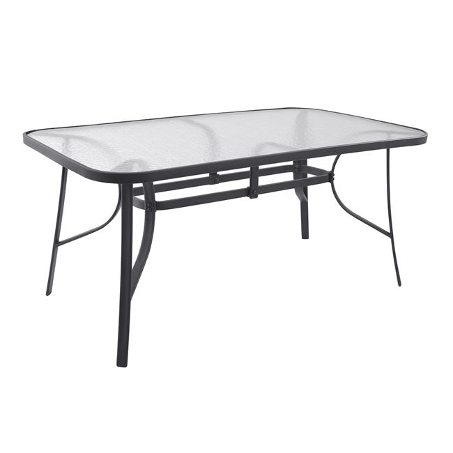 HM5074.01 ΤΡΑΠΕΖΙ BRUNO 160Χ90Χ72Υεκ. ΜΕΤΑΛΛΙΚΟ ΓΚΡΙ ΜΕ ΓΥΑΛΙΝΗ ΕΠΙΦΑΝΕΙΑ HM5074.01 - Image 1