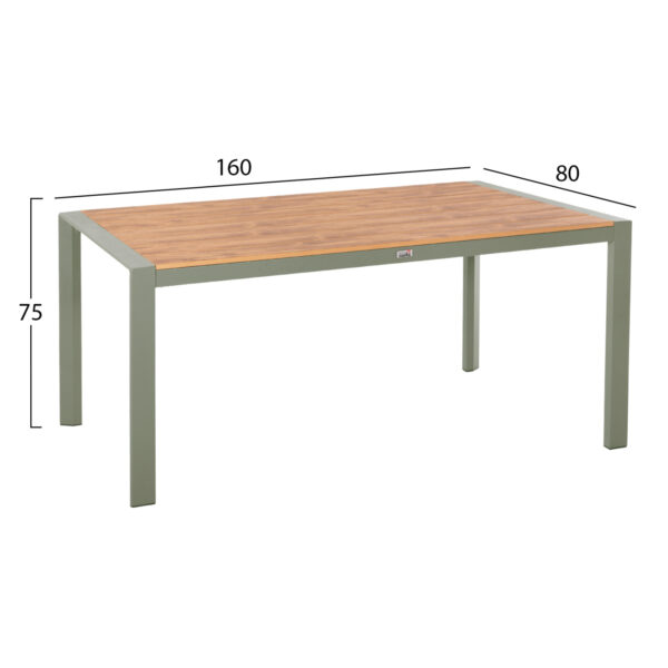 ΤΡΑΠΕΖΙ ΕΞΩΤ.ΧΩΡΟΥ GOYA HM6059.07 ΑΛΟΥΜΙΝΙΟ ΣE OLIVE GREEN & POLYWOOD 160X80Χ75Υεκ. - Image 2