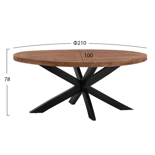 ΤΡΑΠΕΖΙ LEVINHO HM8483.11 OVAL 6εκ. ΠΑΧΟΣ ΑΠΟ ΜΑΣΙΦ ΞΥΛΟ MANGO 210x100x78Υ εκ. - Image 2