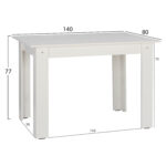 ΤΡΑΠΕΖΙ ΚΟΥΖΙΝΑΣ KELVIN 140x80x77Υεκ. ΛΕΥΚΟ HM2429.03 - Image 2
