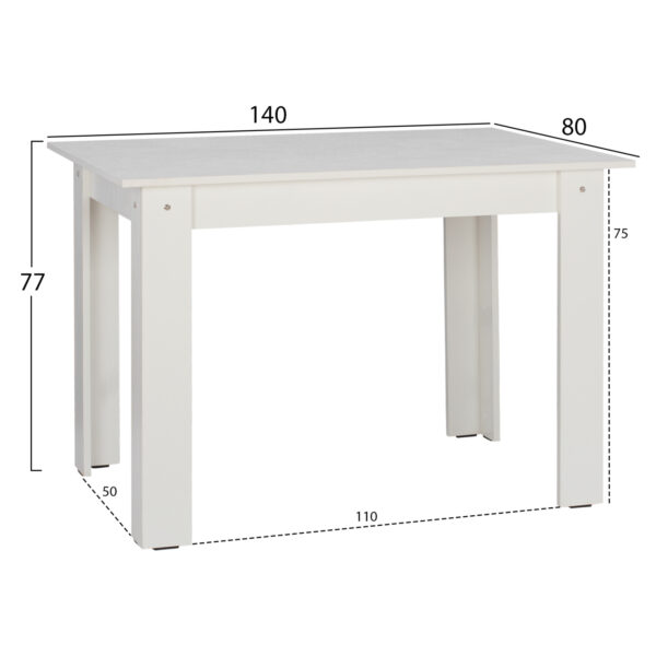ΤΡΑΠΕΖΙ ΚΟΥΖΙΝΑΣ KELVIN 140x80x77Υεκ. ΛΕΥΚΟ HM2429.03 - Image 2