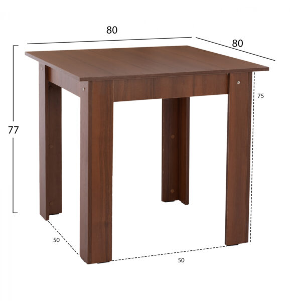 ΤΡΑΠΕΖΙ ΚΟΥΖΙΝΑΣ KELVIN 80x80x77Υεκ. ΚΑΡΥΔΙ HM2427.04 - Image 2