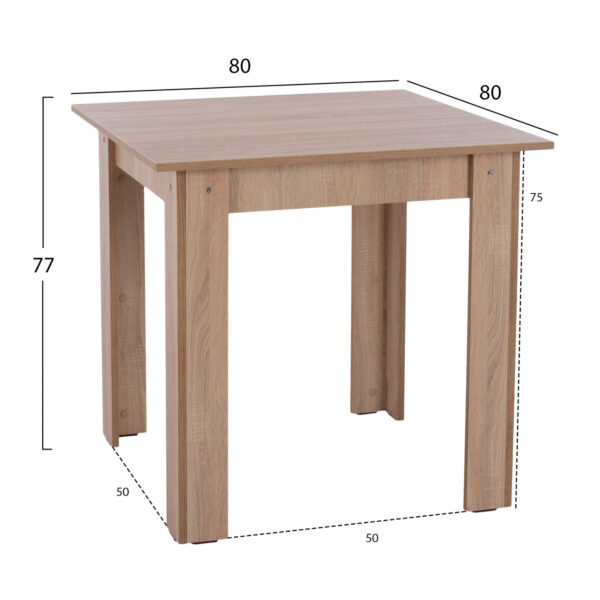 ΤΡΑΠΕΖΙ ΚΟΥΖΙΝΑΣ KELVIN HM2427.01, 80x80x77Υεκ., SONOMA OAK - Image 2