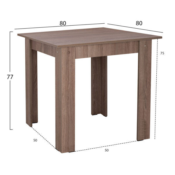 ΤΡΑΠΕΖΙ ΚΟΥΖΙΝΑΣ KELVIN HM2427.05, SONOMA OAK TRUFFLE, 80x80x77εκ. - Image 2