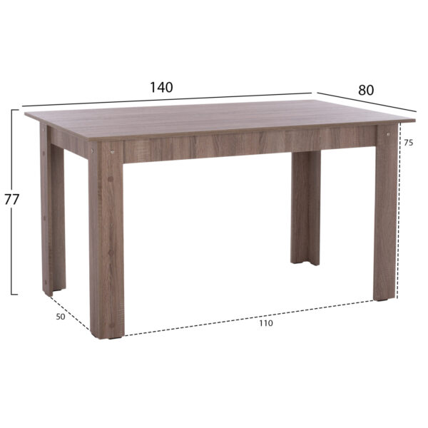 ΤΡΑΠΕΖΙ ΚΟΥΖΙΝΑΣ KELVIN, 140x80x77Υ εκ., SONAMA OAK TRUFFLE, HM2429.05 - Image 2