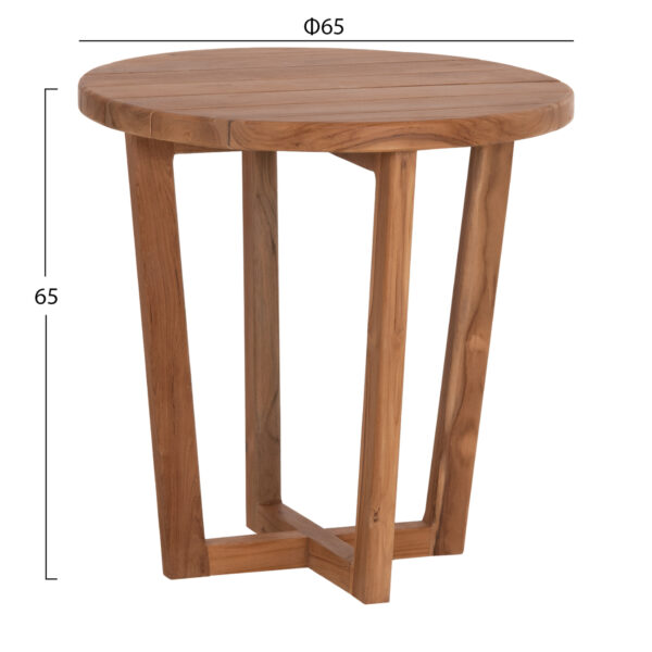 ΤΡΑΠΕΖΙ ΜΕΣΗΣ ΣΤΡΟΓΓΥΛΟ KOLIN HM6650 ΞΥΛΟ TEAK ΦΥΣΙΚΟ Φ65x65Υεκ. - Image 2