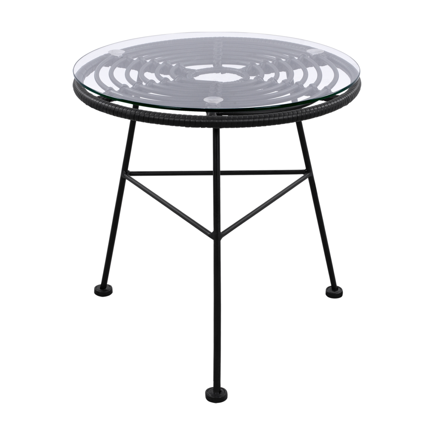 HM5459.02 ΤΡΑΠΕΖΙ ΜΕΤΑΛΛΙΚΟ ALLEGRA ΜΕ WICKER ΣΕ ΜΑΥΡΗ ΑΠΟΧΡΩΣΗ ΚΑΙ ΓΥΑΛΙ HM5459.02 Φ45x46εκ - Image 1