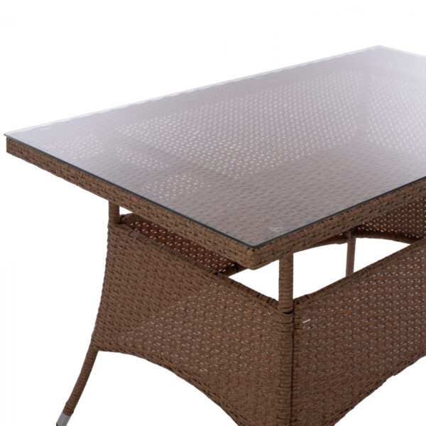 ΤΡΑΠΕΖΙ ΜΕΤΑΛΛΙΚΟ MILITARY RATTAN ΜΠΕΖ ΚΑΦΕ HM5141.32 120x70x75Υ εκ. - Image 4