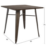 ΤΡΑΠΕΖΙ ΜΕΤΑΛΛΙΚΟ ΣΕ ΧΡΩΜΑ RUSTY ΚΑΙ ΞΥΛΟ HM0611.04 80x80x76εκ - Image 2