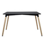 ΤΡΑΠΕΖΙ HM8697.02 MINIMAL, μαύρο MDF, ξύλινα πόδια οξιά, 160Χ90X74Υεκ. - Image 2