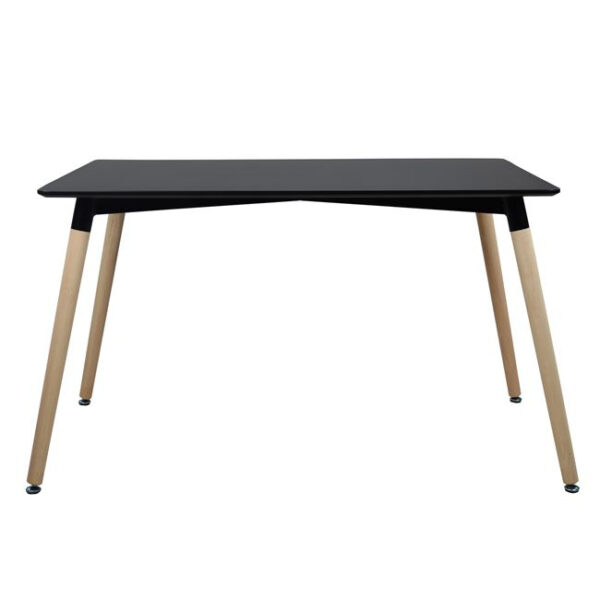 ΤΡΑΠΕΖΙ HM8697.02 MINIMAL, μαύρο MDF, ξύλινα πόδια οξιά, 160Χ90X74Υεκ. - Image 2