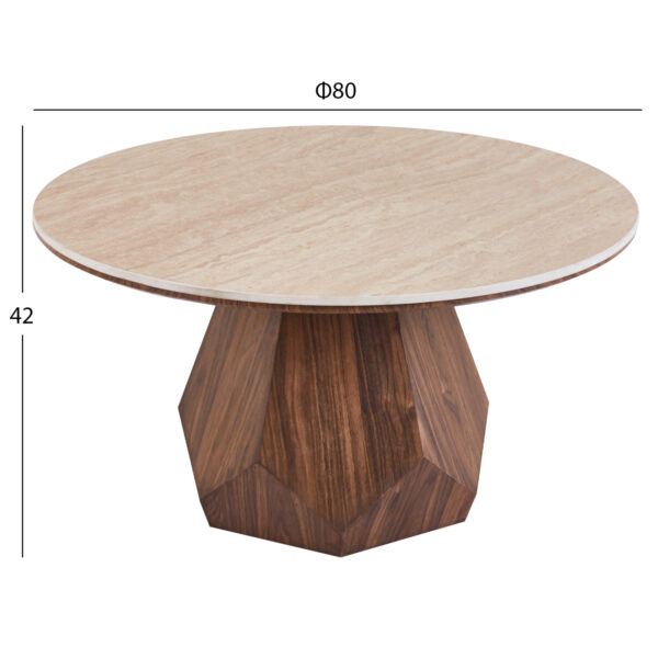 ΤΡΑΠΕΖΙ ΣΑΛΟΝΙΟΥ VENERA HM18441 ΚΕΡΑΜΙΚΟ TOP ΟΨΗ ΤΡΑΒΕΡΤΙΝΑΣ-MDF ΚΑΡΥΔΙ Φ80x42Υεκ. - Image 2