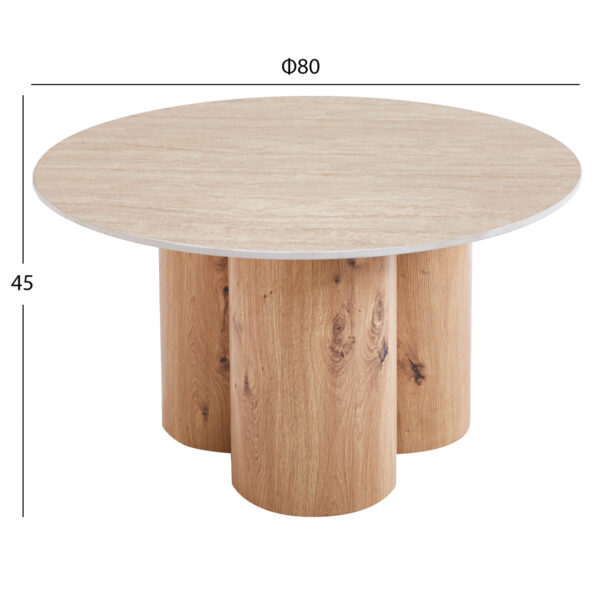 ΤΡΑΠΕΖΙ ΣΑΛΟΝΙΟΥ SILVA HM18443 ΚΕΡΑΜΙΚΟ TOP ΟΨΗ ΤΡΑΒΕΡΤΙΝΑΣ-MDF ΦΥΣΙΚΟ Φ80x45Υεκ. - Image 3