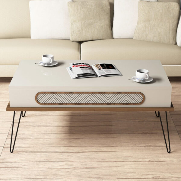 ΤΡΑΠΕΖΙ ΣΑΛΟΝΙΟΥ ΜΕΛΑΜΙΝΗΣ HM9500.03 ΣΕ ΕΚΡΟΥ-ΜΕΤΑΛΛΙΚΑ ΠΟΔΙΑ 105x56x45.8Υεκ. - Image 4