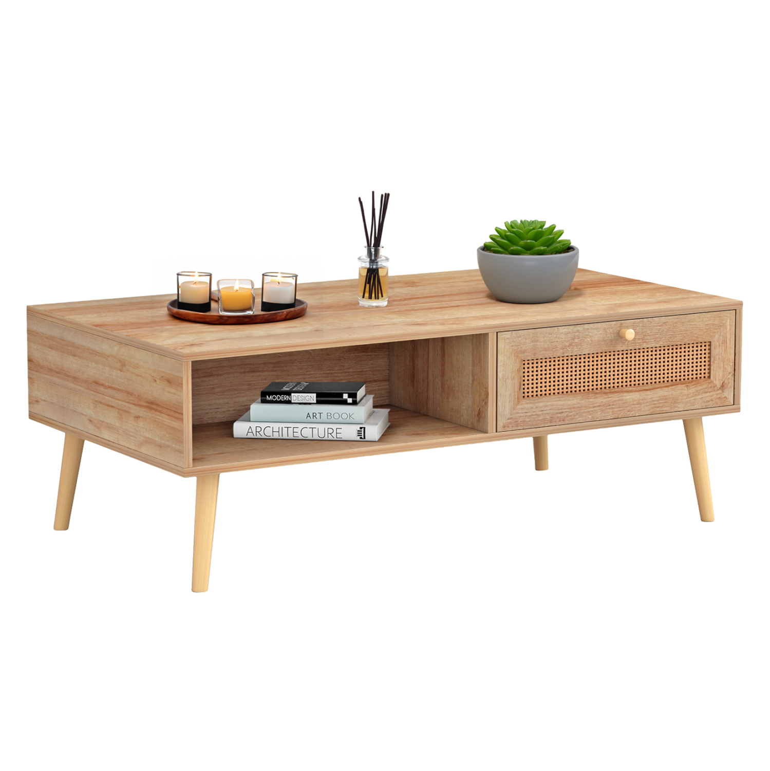 HM9224.11 ΤΡΑΠΕΖΙ ΣΑΛΟΝΙΟΥ ΜΕΛΑΜΙΝΗΣ COLM RATTAN HM9224.11 ΣΕ ΦΥΣΙΚΟ ΧΡΩΜΑ 110x59x39,5Yεκ. - Image 1