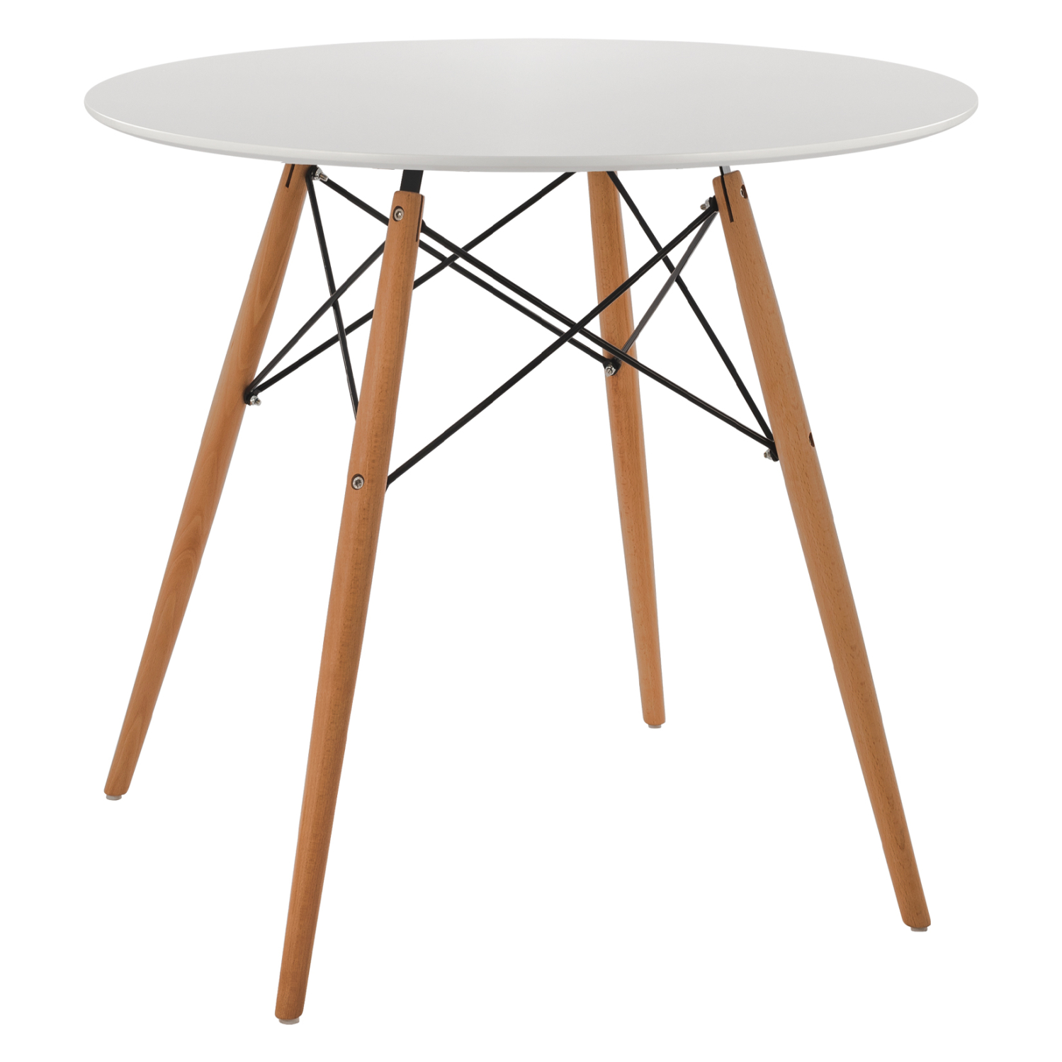 HM0059.01 ΤΡΑΠΕΖΙ MINIMAL ΣΤΡΟΓΓΥΛΟ HM0059.01 MDF ΣΕ ΛΕΥΚΟ-ΠΟΔΙΑ ΟΞΙΑΣ ΦΥΣΙΚΟ Φ80Χ72Υεκ. - Image 1