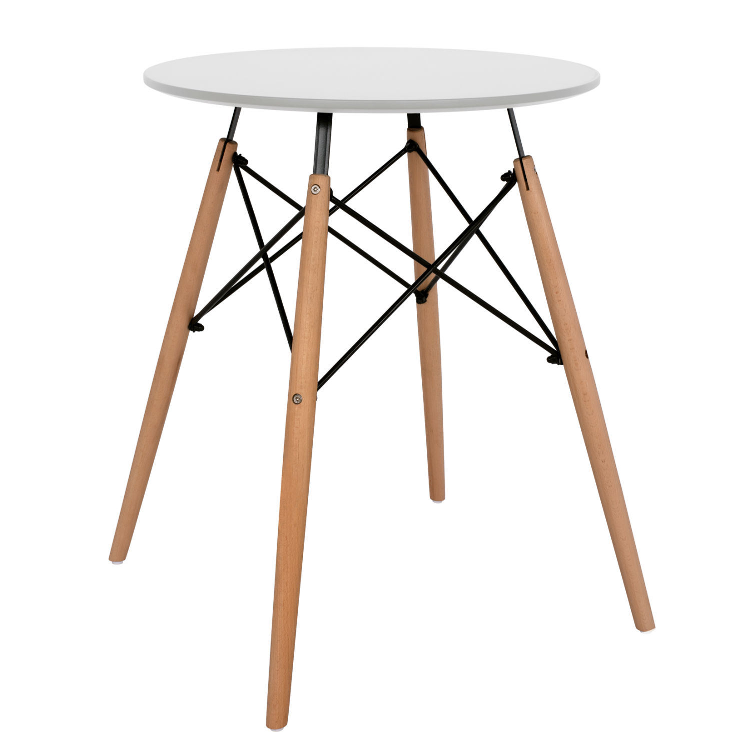 HM0060.01 ΤΡΑΠΕΖΙ MINIMAL ΣΤΡΟΓΓΥΛΟ HM0060.01 ΛΕΥΚΟ ΧΡΩΜΑ MDF-ΠΟΔΙΑ ΟΞΙΑΣ ΦΥΣΙΚΟ Φ60Χ72Υεκ. - Image 1
