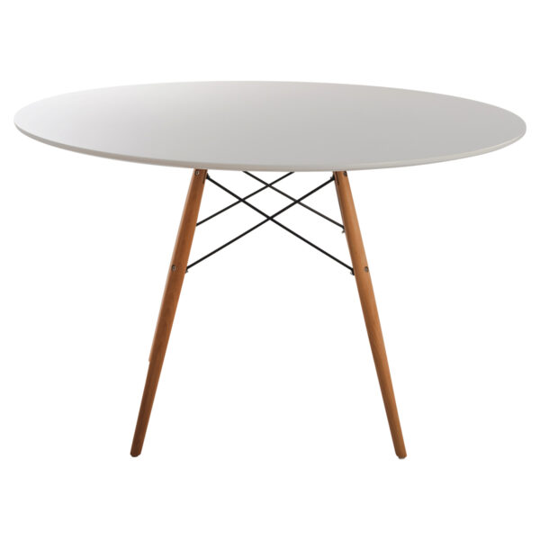 ΤΡΑΠΕΖΙ MINIMAL ΣΤΡΟΓΓΥΛΟ HM8454.01 MDF ΣΕ ΛΕΥΚΟ-ΠΟΔΙΑ ΟΞΙΑΣ ΣΕ ΦΥΣΙΚΟ Φ120Χ75Υεκ. - Image 3
