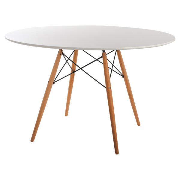 ΤΡΑΠΕΖΙ MINIMAL ΣΤΡΟΓΓΥΛΟ HM8454.01 MDF ΣΕ ΛΕΥΚΟ-ΠΟΔΙΑ ΟΞΙΑΣ ΣΕ ΦΥΣΙΚΟ Φ120Χ75Υεκ. - Image 4