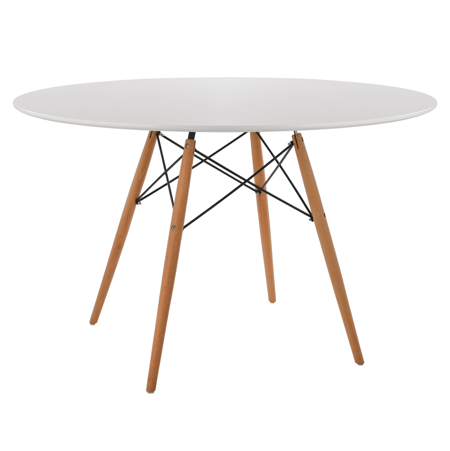 HM8454.01 ΤΡΑΠΕΖΙ MINIMAL ΣΤΡΟΓΓΥΛΟ HM8454.01 MDF ΣΕ ΛΕΥΚΟ-ΠΟΔΙΑ ΟΞΙΑΣ ΣΕ ΦΥΣΙΚΟ Φ120Χ75Υεκ. - Image 1