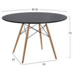 ΤΡΑΠΕΖΙ MINIMAL ΣΤΡΟΓΓΥΛΟ HM8454.02 MDF ΣΕ ΜΑΥΡΟ-ΠΟΔΙΑ ΟΞΙΑΣ ΣΕ ΦΥΣΙΚΟ Φ120Χ74Υεκ. - Image 2