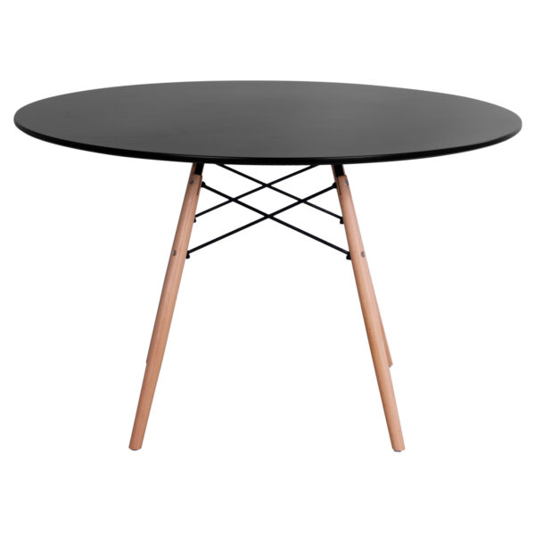 ΤΡΑΠΕΖΙ MINIMAL ΣΤΡΟΓΓΥΛΟ HM8454.02 MDF ΣΕ ΜΑΥΡΟ-ΠΟΔΙΑ ΟΞΙΑΣ ΣΕ ΦΥΣΙΚΟ Φ120Χ74Υεκ. - Image 3