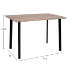 ΤΡΑΠΕΖΙ ΤΡΑΠΕΖΑΡΙΑΣ PALANI 110X70 SONAMA ΜΕ ΜΑΥΡΑ ΠΟΔΙΑ HM8333 - Image 2