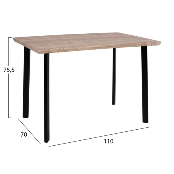 ΤΡΑΠΕΖΙ ΤΡΑΠΕΖΑΡΙΑΣ PALANI 110X70 SONAMA ΜΕ ΜΑΥΡΑ ΠΟΔΙΑ HM8333 - Image 2