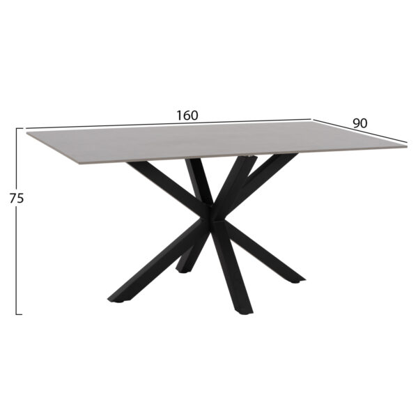 ΤΡΑΠΕΖΙ ΤΡΑΠΕΖΑΡΙΑΣ SYNTEC HM9308.03 SINTERED STONE ΓΚΡΙ ΜΕΤΑΛΛΙΚΑ ΠΟΔΙΑ 160x90x75Υεκ. - Image 2