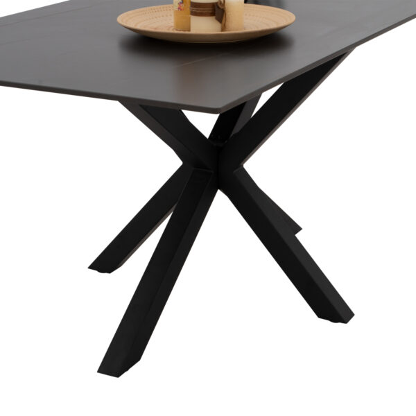 ΤΡΑΠΕΖΙ ΤΡΑΠΕΖΑΡΙΑΣ SYNTEC HM9308.01 SINTERED STONE ΜΑΥΡΟ ΜΕΤΑΛΛΙΚΑ ΠΟΔΙΑ 160x90x75Y εκ. - Image 4