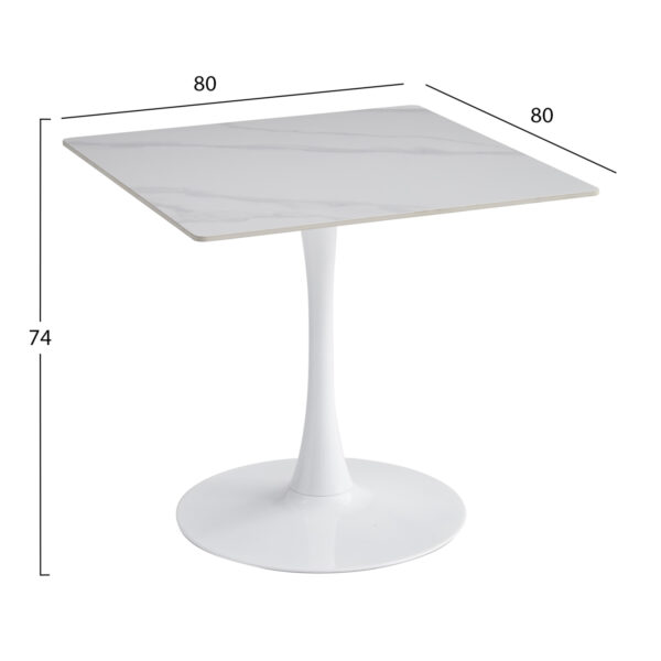 ΤΡΑΠΕΖΙ ΤΡΑΠΕΖΑΡΙΑΣ TETRAN HM18315.01 ΒΑΣΗ ΛΕΥΚΗ--SINTERED STONE SNOW WHITE 80x80x73Υεκ - Image 2