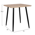 ΤΡΑΠΕΖΙ ΤΡΑΠΕΖΑΡΙΑΣ PALOMA HM8335.01, 70Χ70X76.5, SONOMA, ΜΑΥΡΑ ΠΟΔΙΑ - Image 2