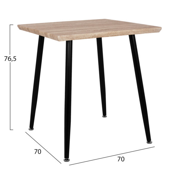 ΤΡΑΠΕΖΙ ΤΡΑΠΕΖΑΡΙΑΣ PALOMA HM8335.01, 70Χ70X76.5, SONOMA, ΜΑΥΡΑ ΠΟΔΙΑ - Image 2