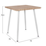 ΤΡΑΠΕΖΙ ΤΡΑΠΕΖΑΡΙΑΣ PALOMA HM8335.02, 70Χ70X76,5, SONOMA, ΛΕΥΚΑ ΠΟΔΙΑ - Image 2