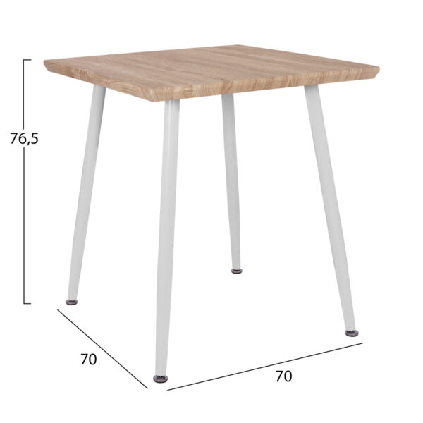 ΤΡΑΠΕΖΙ ΤΡΑΠΕΖΑΡΙΑΣ PALOMA HM8335.02, 70Χ70X76,5, SONOMA, ΛΕΥΚΑ ΠΟΔΙΑ - Image 2