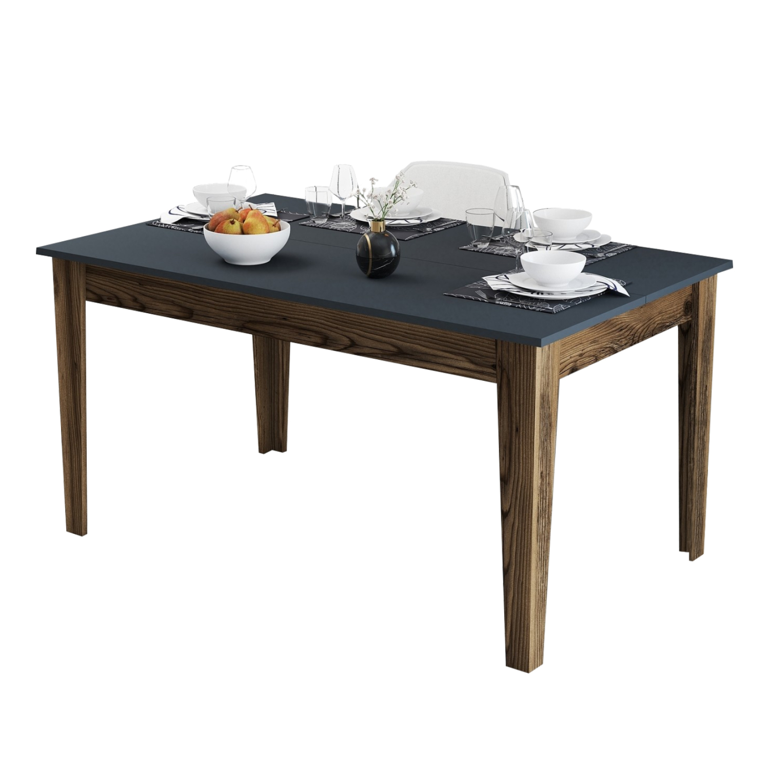 HM9507.01 ΤΡΑΠΕΖΙ ΤΡΑΠΕΖΑΡΙΑΣ STANDARD HM9507.01 ΜΕΛΑΜΙΝΗ ΚΑΡΥΔΙ-ΑΝΘΡΑΚΙ ΜΕ ΑΠΟΘ.ΧΩΡΟ 145x88x75Yεκ. - Image 1